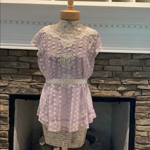 Anthropologie blouse- beautiful lavender and cream